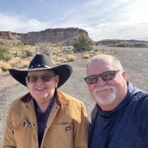 alt="The Freezer Light Still Worked | Faith And Good Courage Podcast Host with Jim Hinckley of Jim Hinckley's America and the Coffee With Jim Podcast on a nature trail walk in Kingman, AZ"