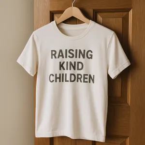 Raising Kind Children shirt reminder in a Walmart aisle — Faith and Good Courage Journal