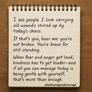 Healing Old Wounds in a Chaotic Present | Healing old wounds with kindness and courage, coffee cup and open notebook on a quiet table