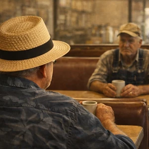 Do Not Grow Weary Route 66 diner story with old farmer and unseen harvest