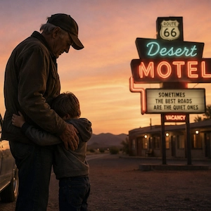 Don't Be the First to Let Go Route 66 reflection about kindness and the Disney hug rule