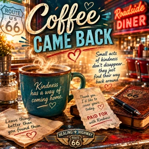 The Day the Coffee Came Back Around Route 66 diner reflection on kindness and giving