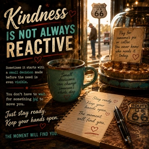Kindness Is not Always Reactive Route 66 reflection on quiet generosity and prepared giving