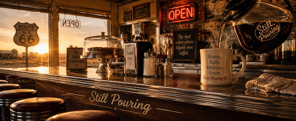 Still Pouring is a podcast and Substack series from Christopher Tuttle. Honest stories of faith, kindness, and real life from the other side of the counter.