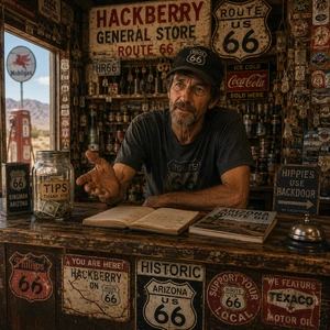 The Man Who Was the Building Route 66 Hackberry Arizona reflection on service kindness and showing up