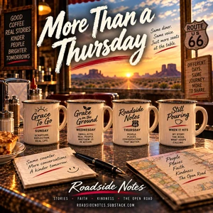 More Than a Thursday Route 66 reflection on Substack writing Grace To Go Grace on the Ground and Still Pouring